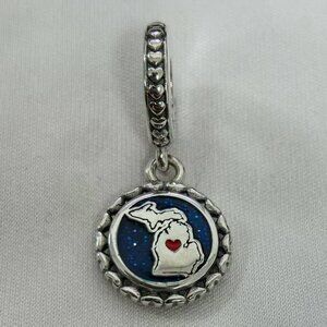Pandora Michigan Map Home Sweet Home Charm, S925 Silver Jewelry